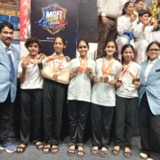 Ashmi Sachin Inghale of Class VIII won gold in Samuh dandpatta,Gold in hastalam Dandpatta and silver in lathi kathi