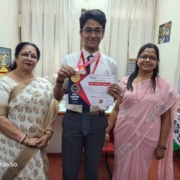 ITO Certificate of Appreciation for extraordinary achievement -Shreyas Shivram with Principal Madam