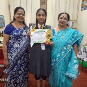 In the All India Swachch Bharat State and National Level Competition organized by National Education and Human Resource Development Organization Swara Bhutte (Class 8) received Gold medal and cert