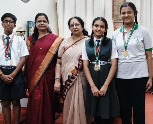 Winners of the Green Olympiad 2025-2026 with Principal and Sr Headmistress